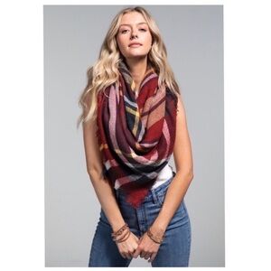Ruggine Oversized Bohemian Plaid Blanket Scarf New with Tags Red